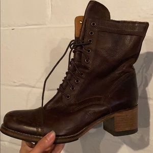 brown combat boots